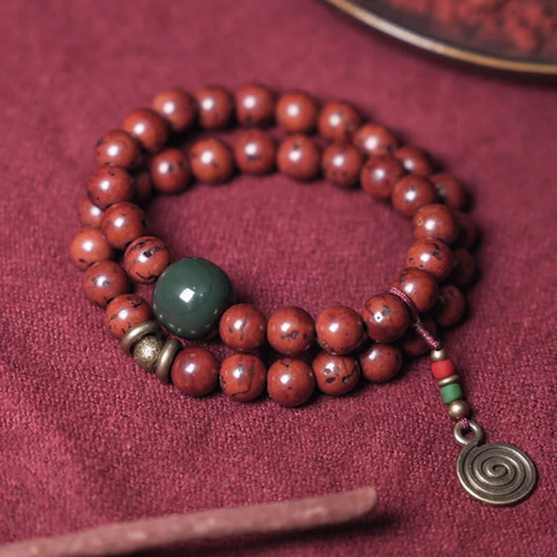 Fortune Jewel Bodhi Seed Cyan Jade Copper Peace Luck Bracelet