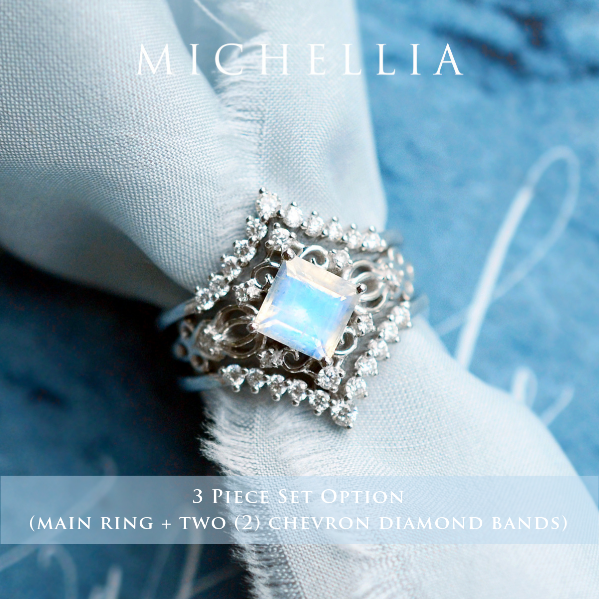 [Elsa] Vintage Square Princess Cut Engagement Ring in Aquamarine