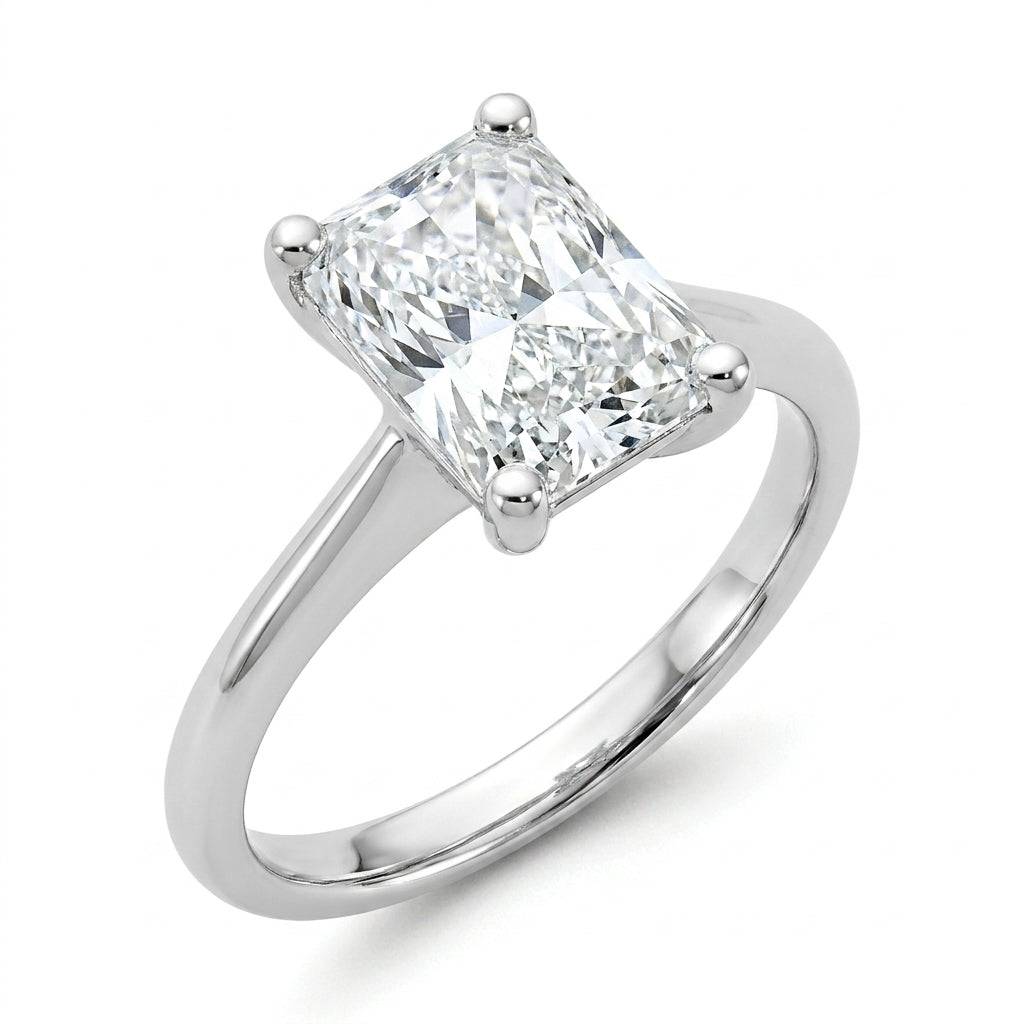 4 Carat Radiant Lab Grown Diamond Engagement Ring | 14K White Gold
