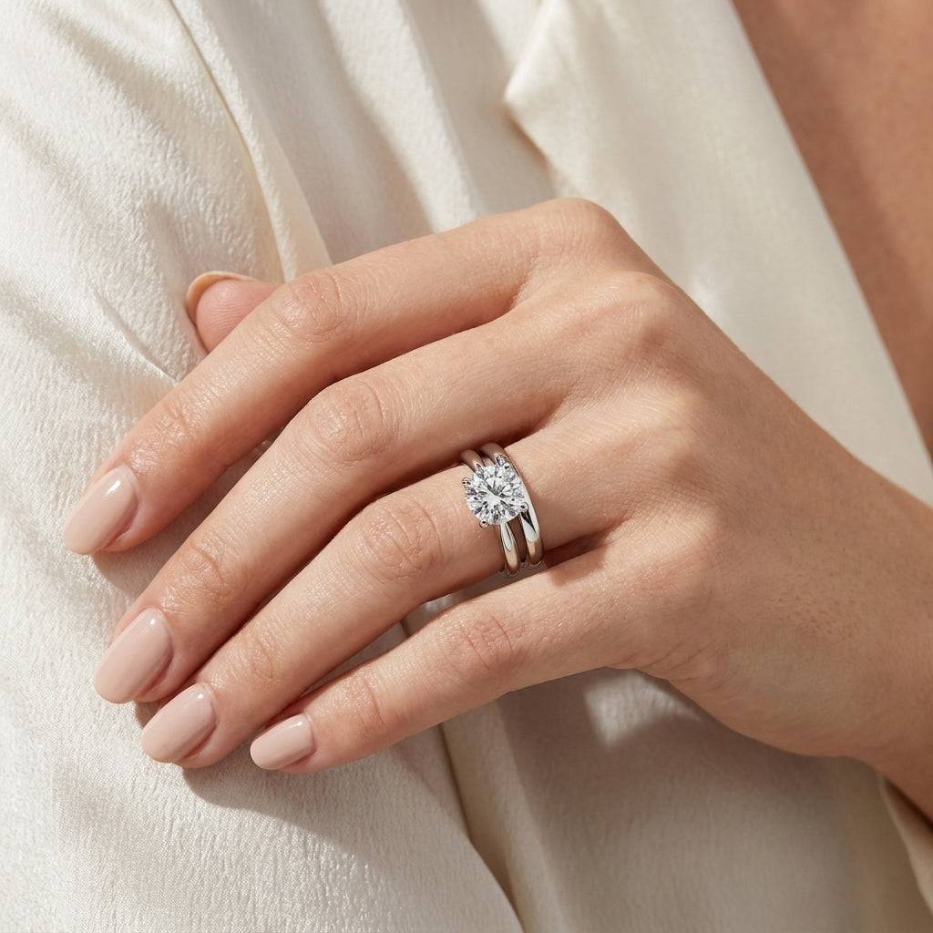 4 Carat Round Lab Grown Diamond Engagement Ring | 14K White Gold