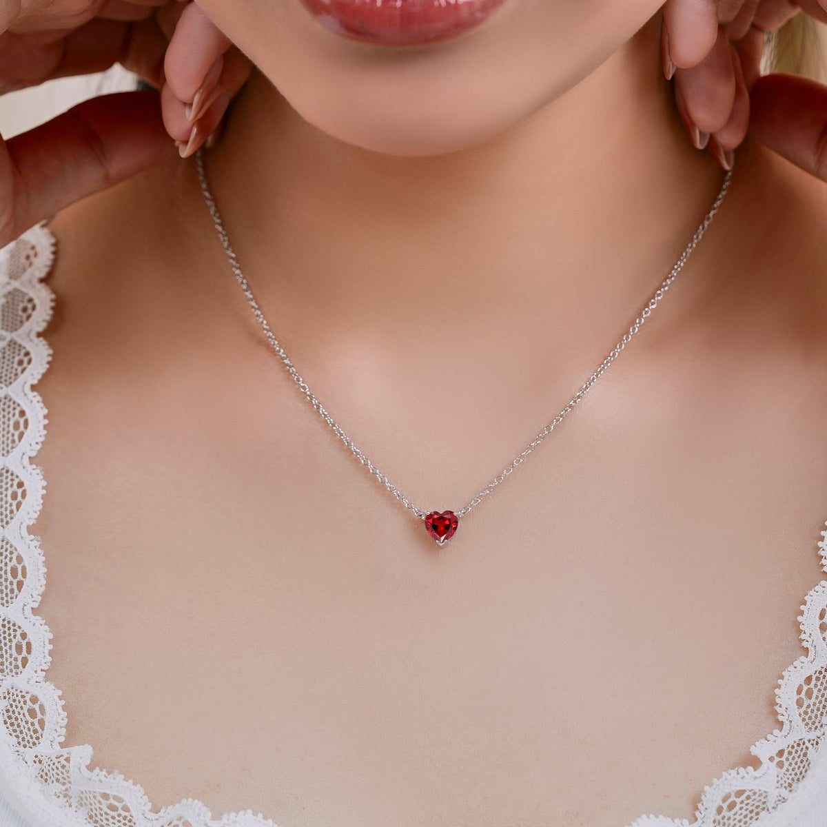Gorgeous 2 Carat Heart Cut Birthstone Pendant Necklaces