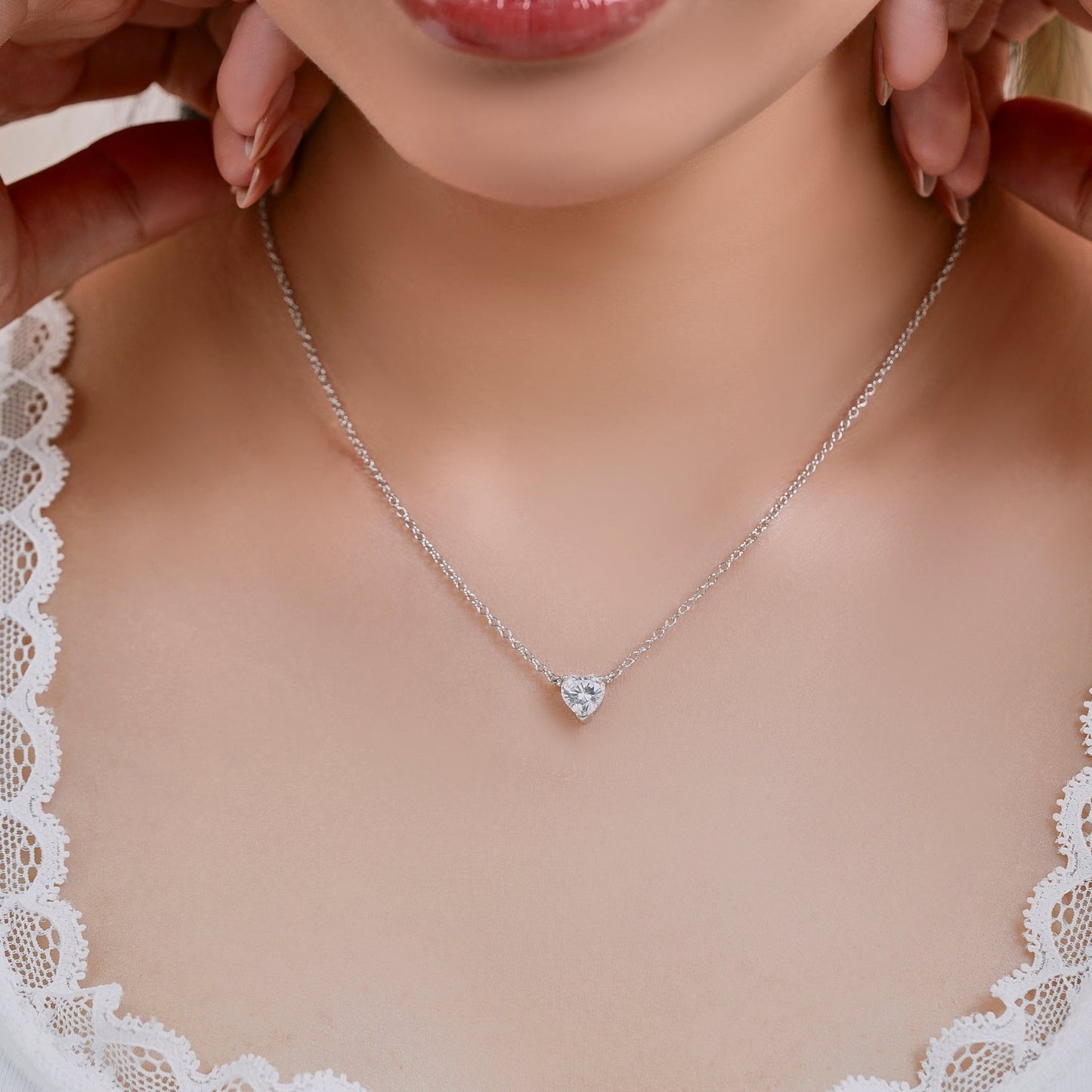 Gorgeous 2 Carat Heart Cut Birthstone Pendant Necklaces