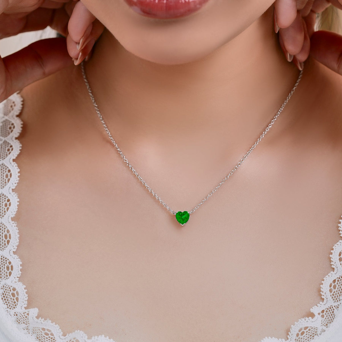 Gorgeous 2 Carat Heart Cut Birthstone Pendant Necklaces