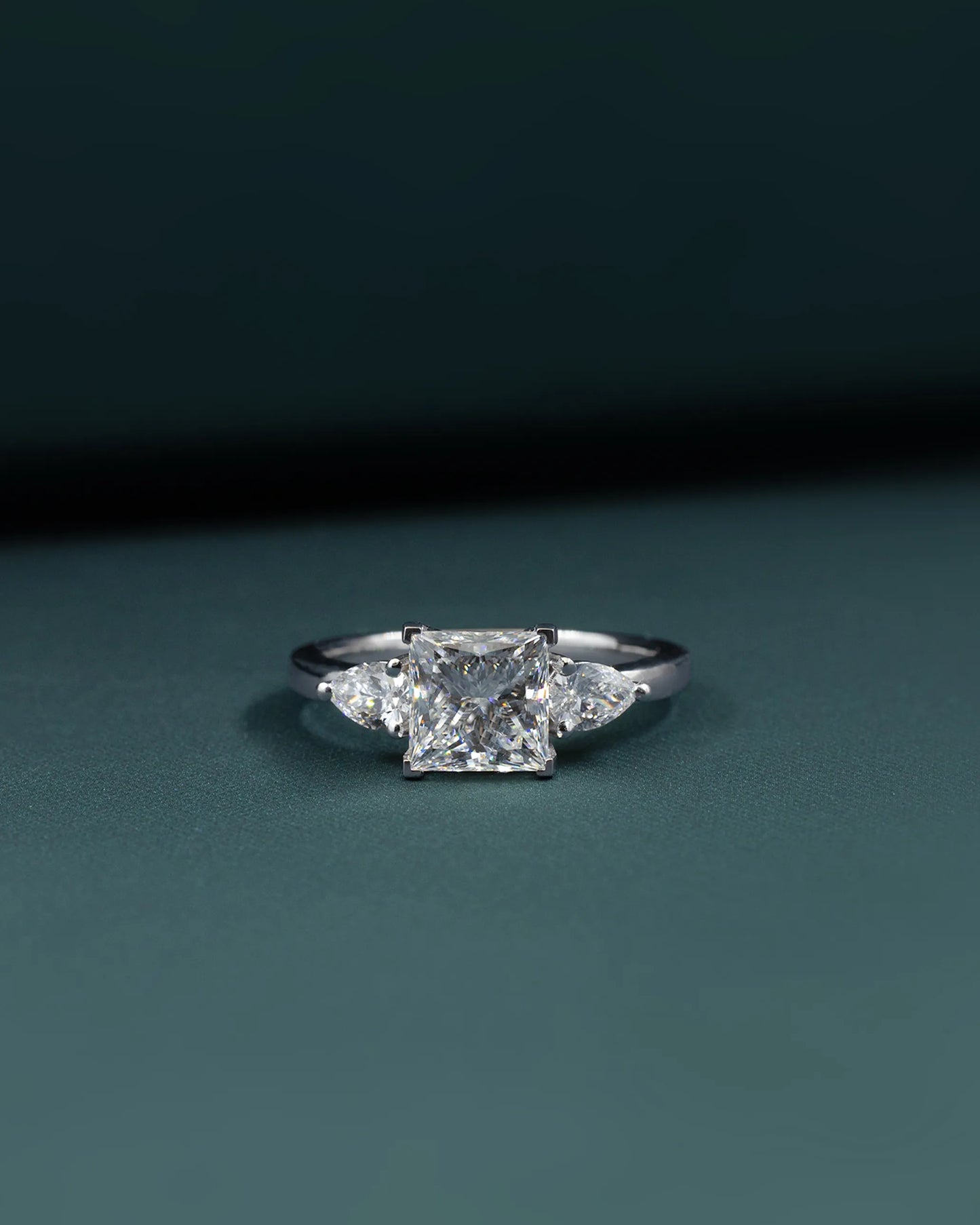 2.81 CTW Three Stone Princess & Pear Cut Lab-Grown Diamond Engagement Ring