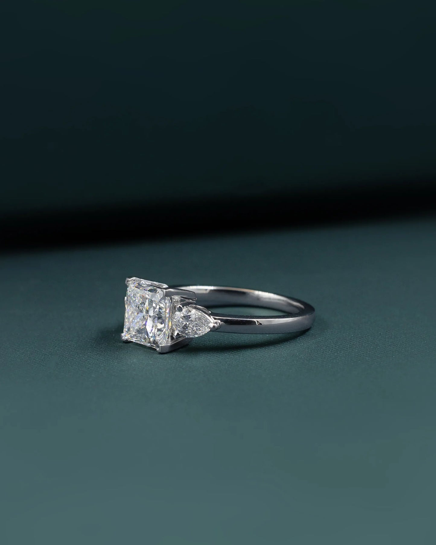 2.81 CTW Three Stone Princess & Pear Cut Lab-Grown Diamond Engagement Ring