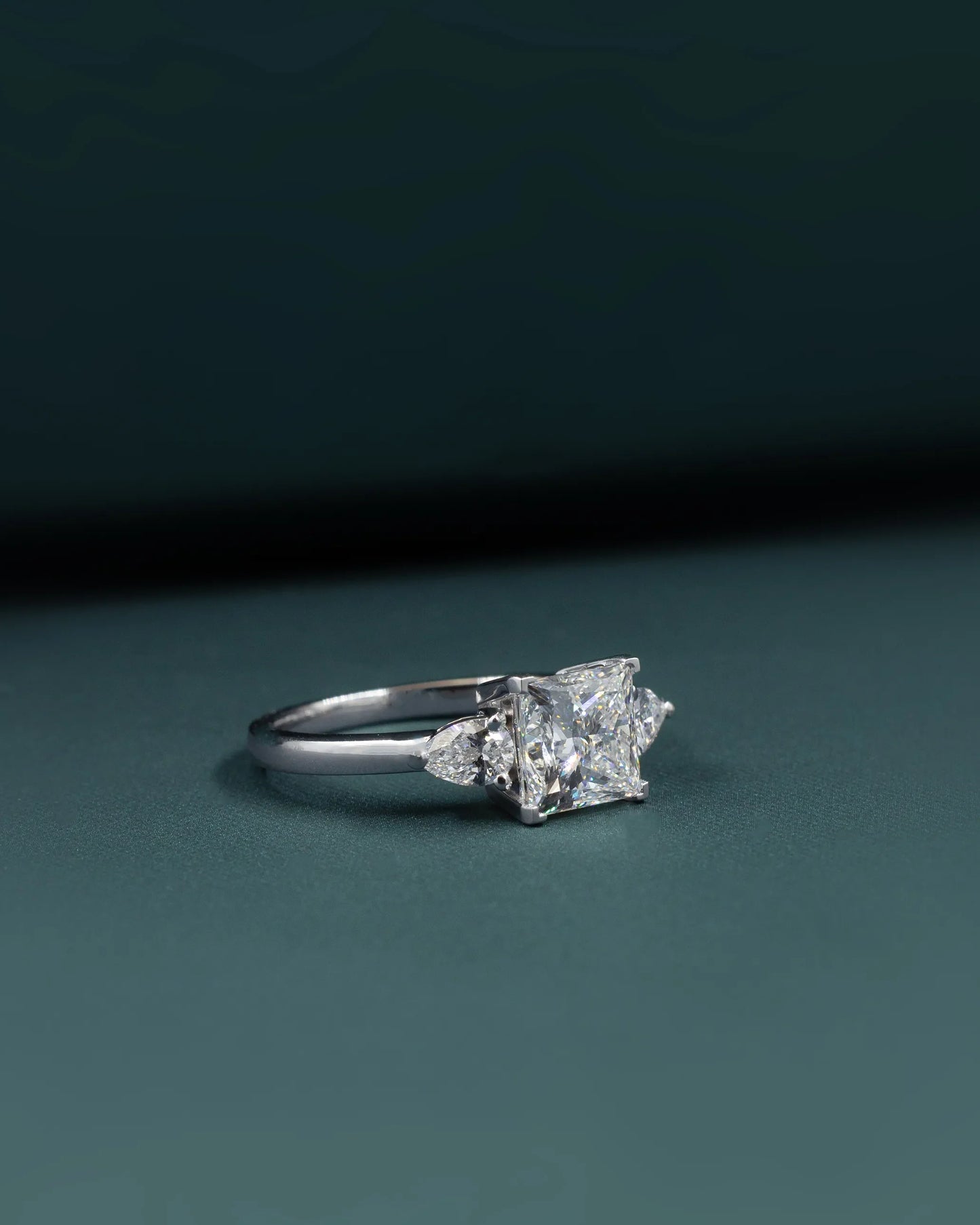 2.81 CTW Three Stone Princess & Pear Cut Lab-Grown Diamond Engagement Ring