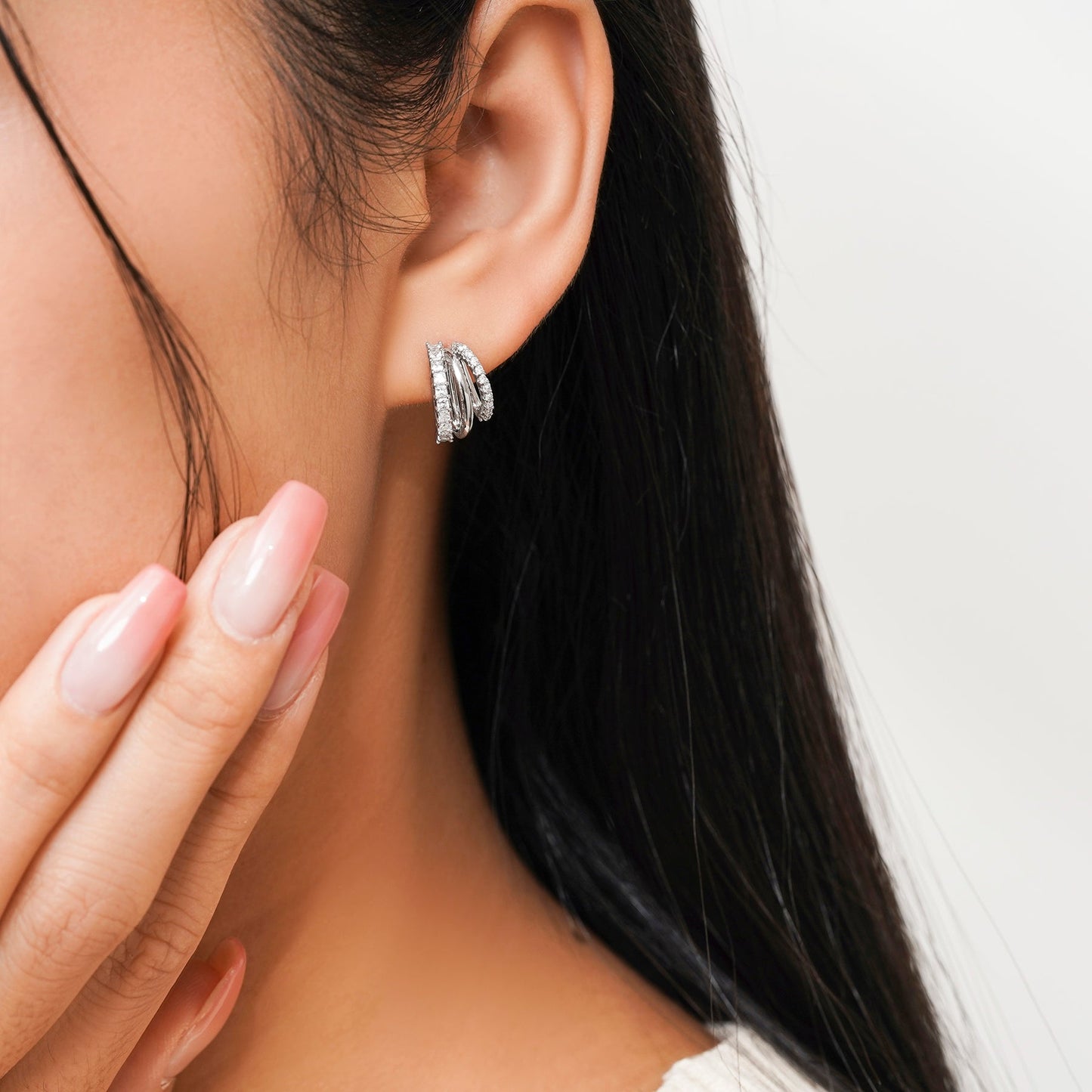 Elegant Twisted Hoop Earrings – Modern Layered Stud Hoops