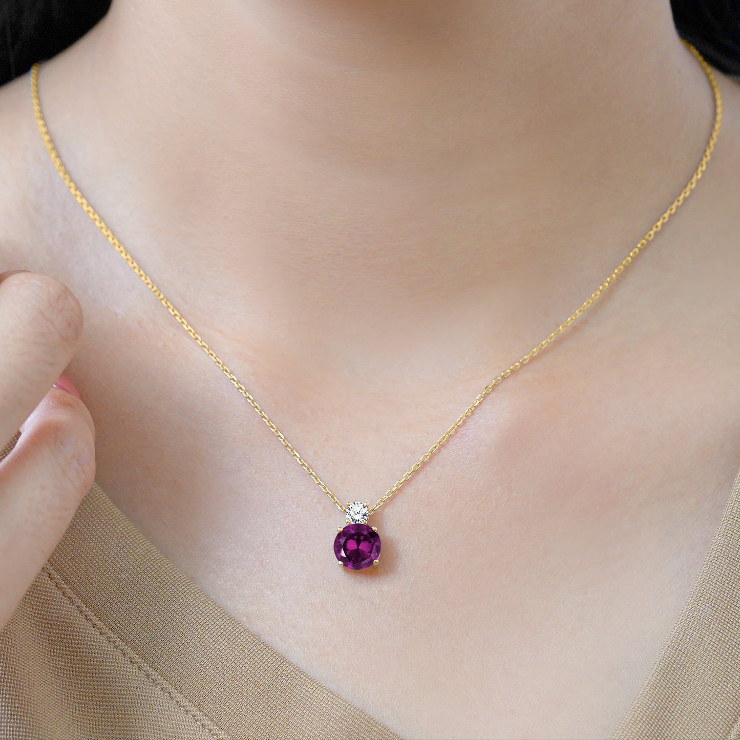 3.75 Carat Birthstone Dangling Round Cut Necklace