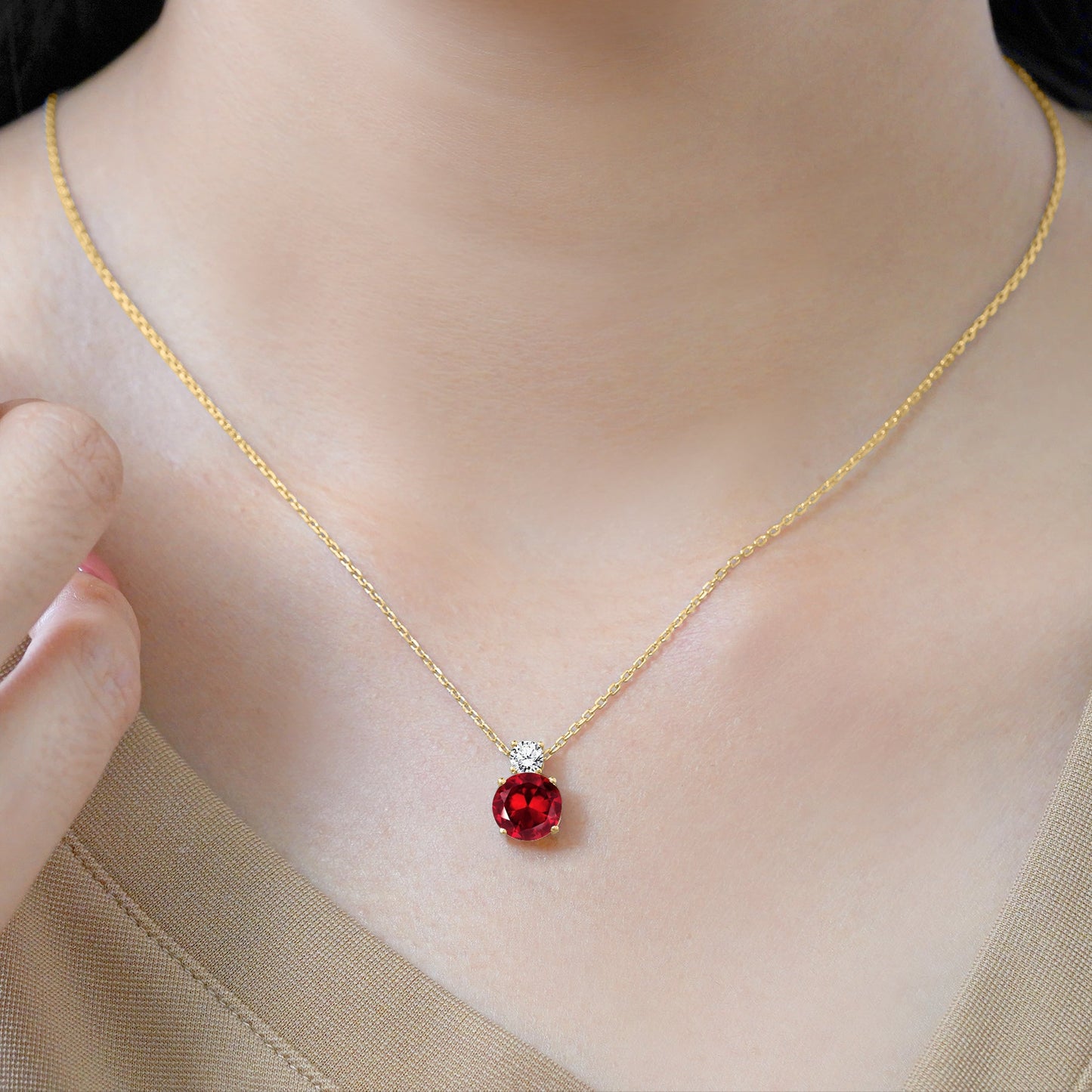 3.75 Carat Birthstone Dangling Round Cut Necklace