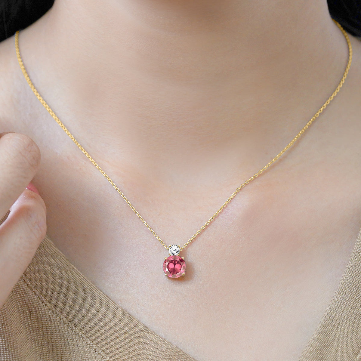 3.75 Carat Birthstone Dangling Round Cut Necklace