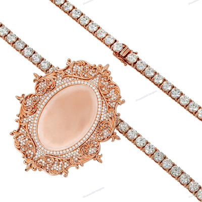 Moissanite Silver Rose Gold Memory Photo Pendant for Unisex