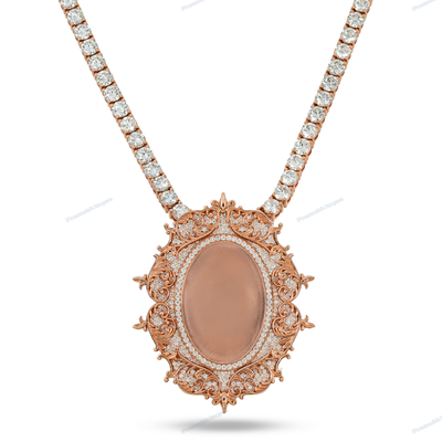 Moissanite Silver Rose Gold Memory Photo Pendant for Unisex