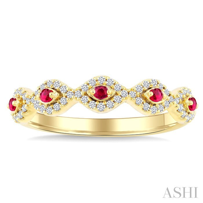 Stackable Evil Eye Gemstone & Diamond Fashion Ring