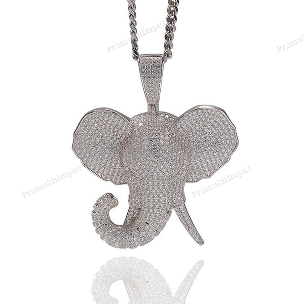 Sterling Silver Moissanite Elephant Head Pendant