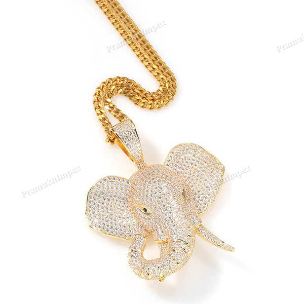 Sterling Silver Moissanite Elephant Head Pendant