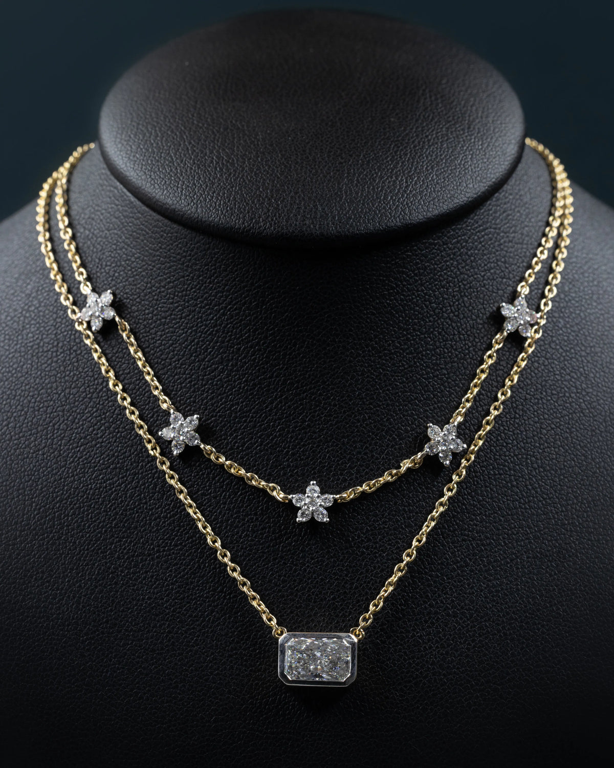 2.67 CTW Pear & Emerald Cut CVD Lab-Grown Diamond Layered Necklace