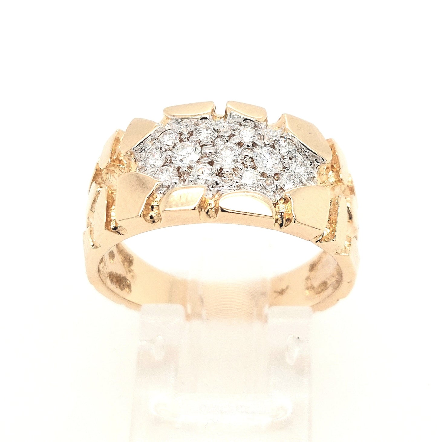 14K Yellow Gold Diamond Nugget Ring