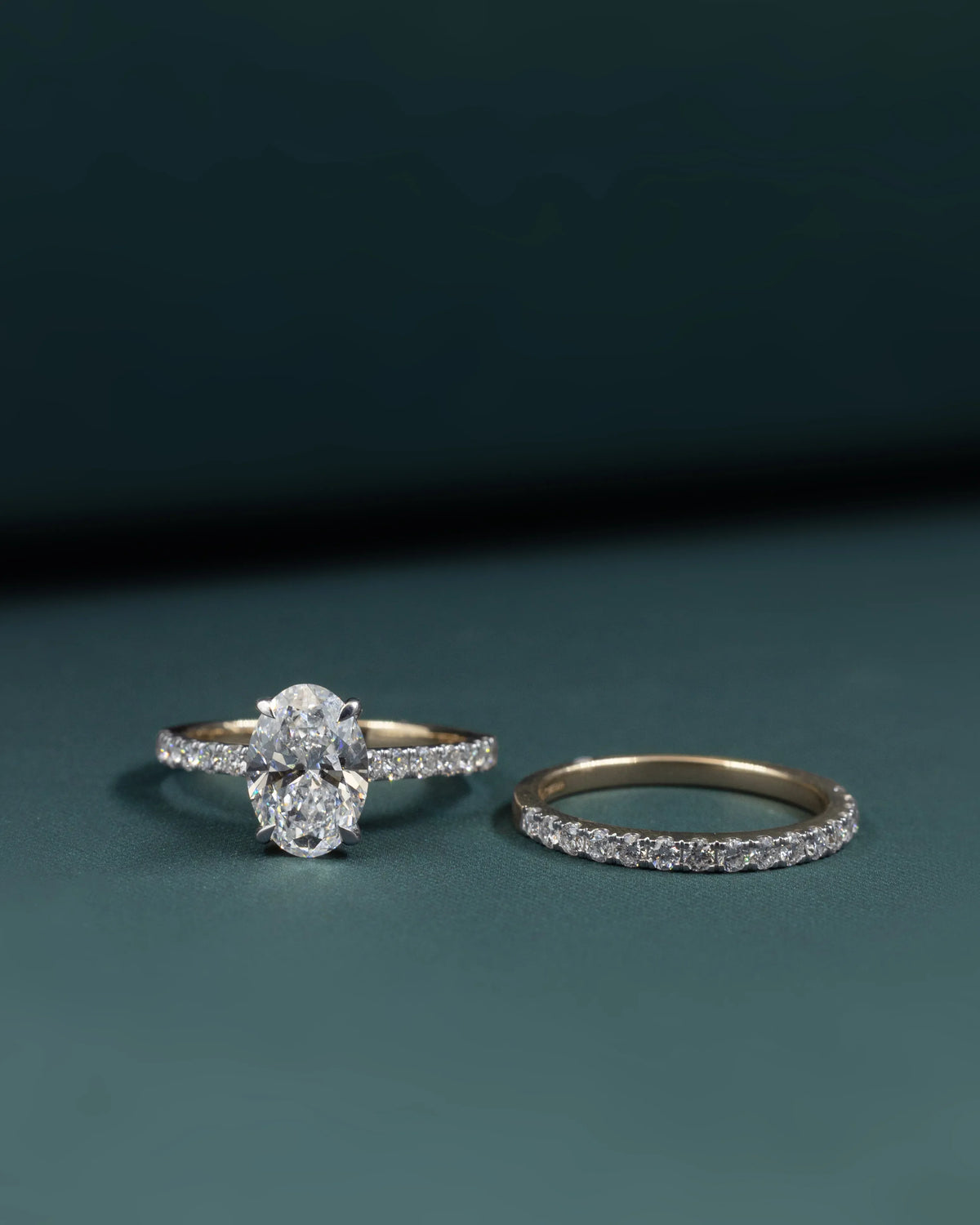 2.79 CTW Oval CVD Lab-Grown Diamond Pavé Engagement Ring with Matching Band