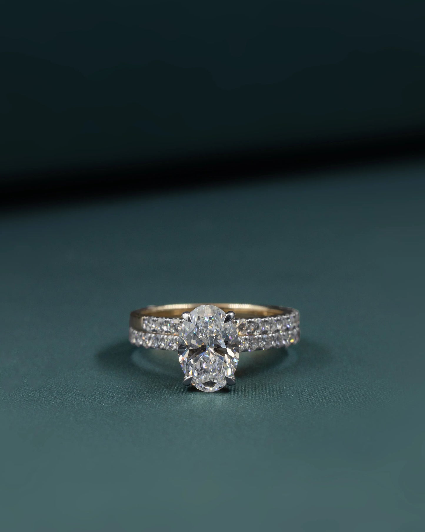 2.79 CTW Oval CVD Lab-Grown Diamond Pavé Engagement Ring with Matching Band