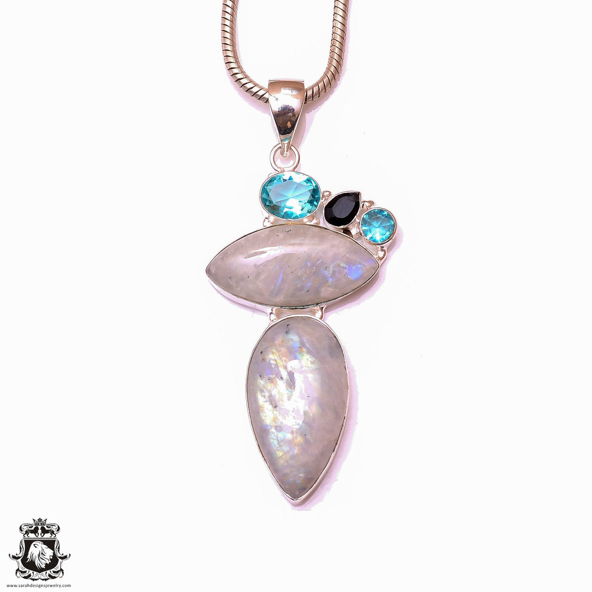 Rainbow Moonstone Pendant & 3MM Italian Chain P9866