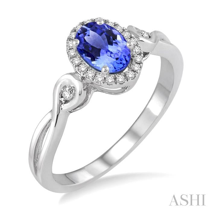 Oval Shape Gemstone & Halo Diamond Ring