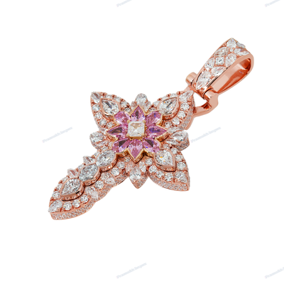 New Design Cross Moissanite Silver Rose Gold Plating Pendant