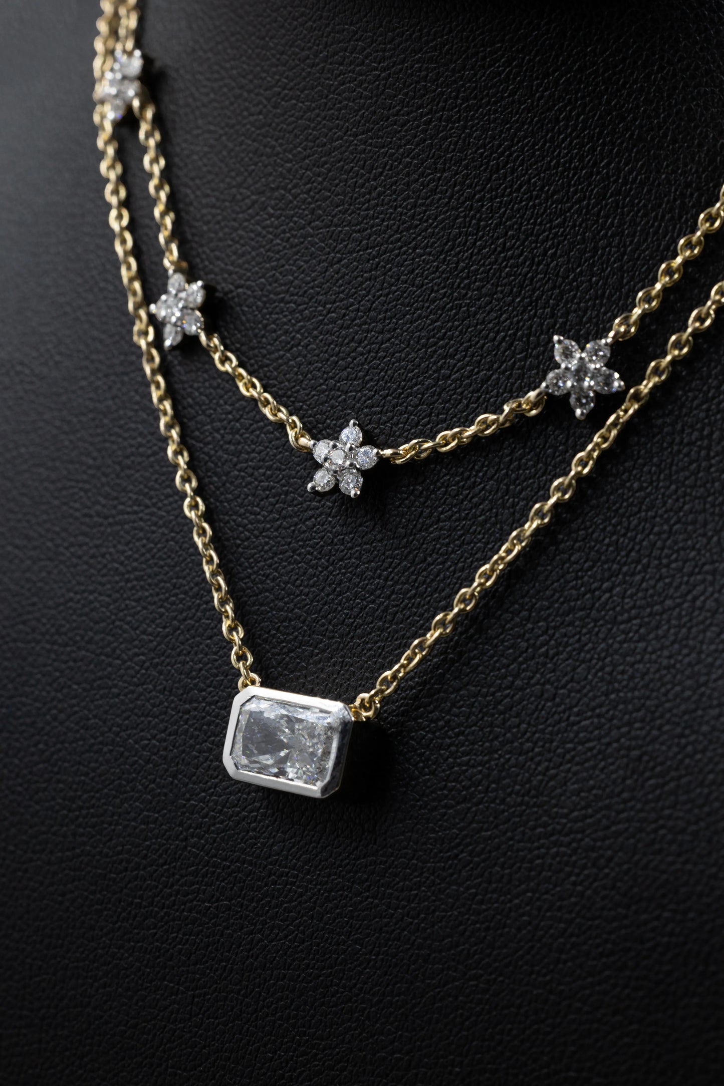 2.67 CTW Pear & Emerald Cut CVD Lab-Grown Diamond Layered Necklace