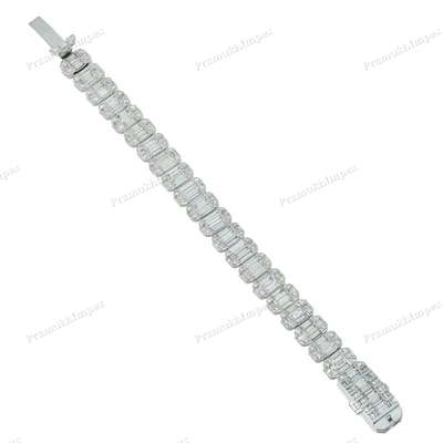 925 Silver Baguette Cut Moissanite Bracelet