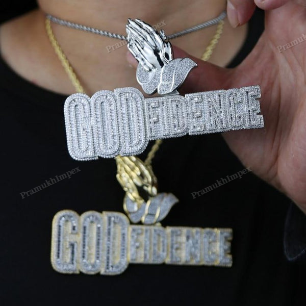 Baguette Moissanite Gold Plated GODFIDENCE Penadnt