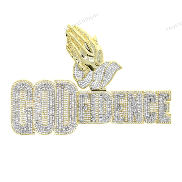 Baguette Moissanite Gold Plated GODFIDENCE Penadnt