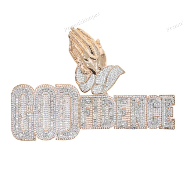 Baguette Moissanite Gold Plated GODFIDENCE Penadnt