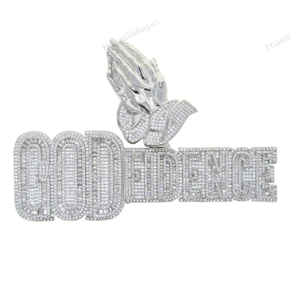 Baguette Moissanite Gold Plated GODFIDENCE Penadnt