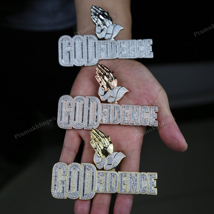 Baguette Moissanite Gold Plated GODFIDENCE Penadnt