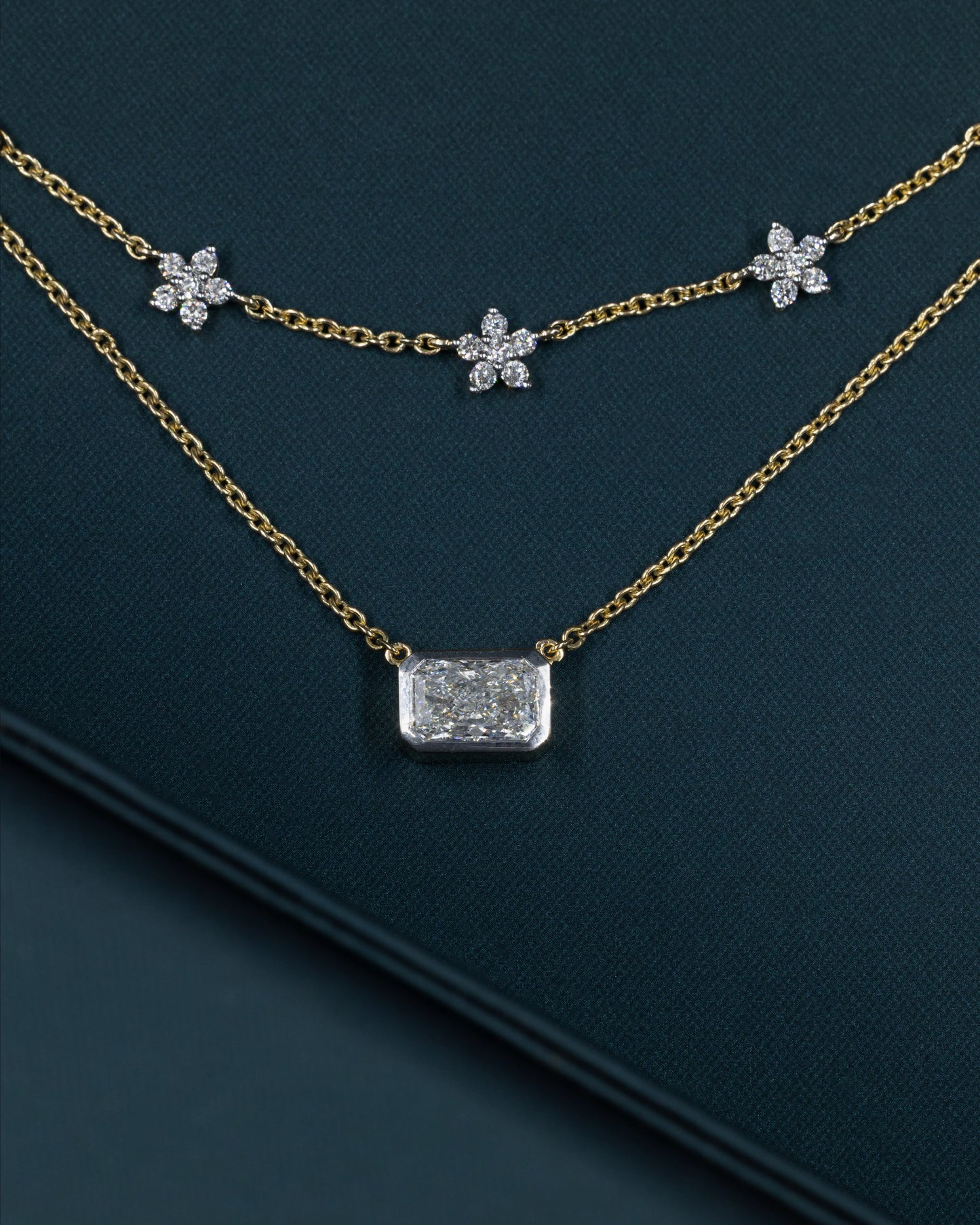 2.67 CTW Pear & Emerald Cut CVD Lab-Grown Diamond Layered Necklace