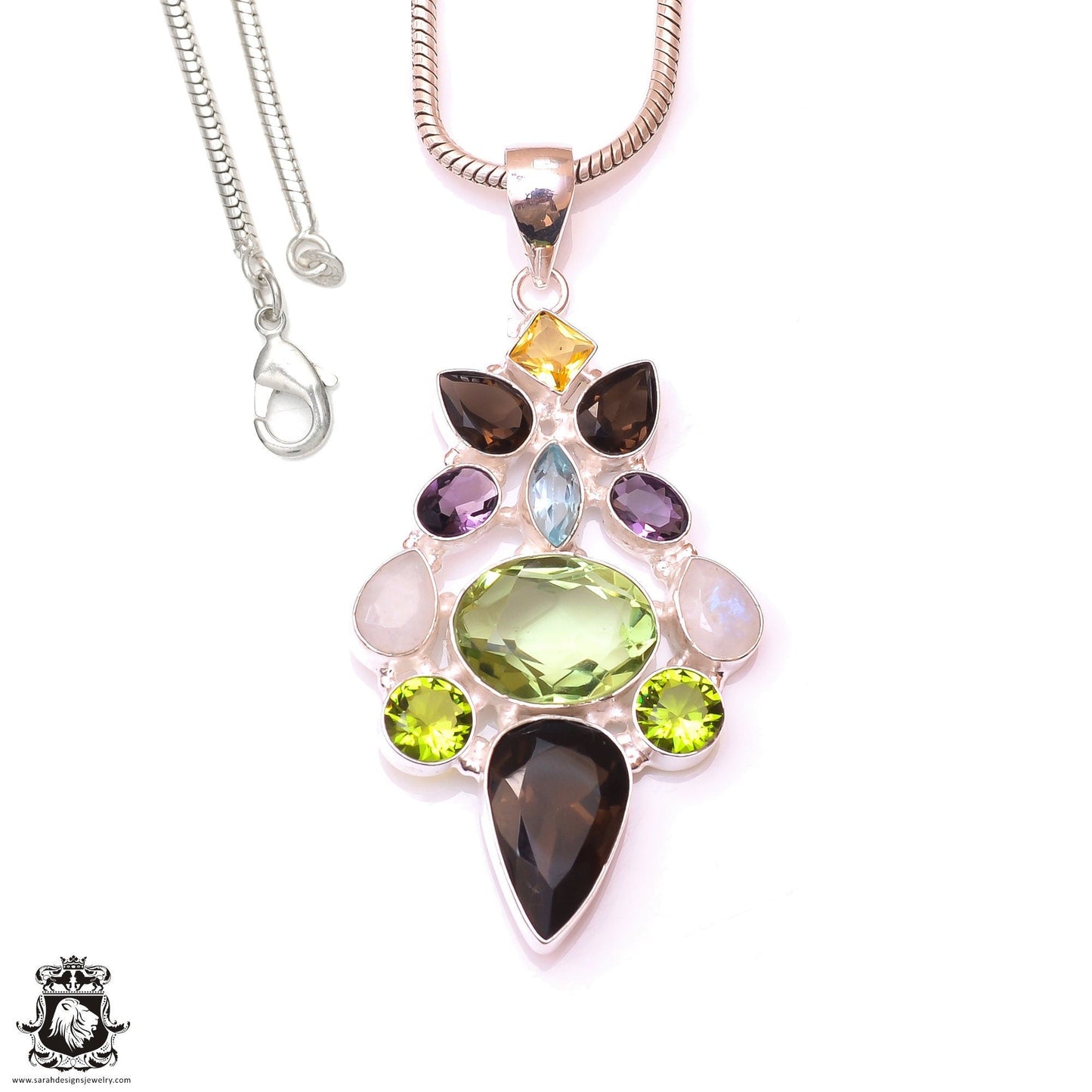 Prasiolite Peridot Moonstone Pendant & 3MM Italian Chain P9830