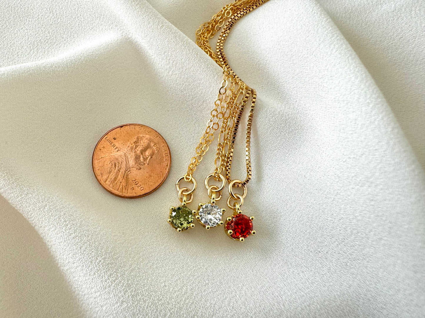 Gold Filled Gemstone Pendant Necklace - Peridot - Quartz Crystal - Carnelian - August April Birthstone Jewelry