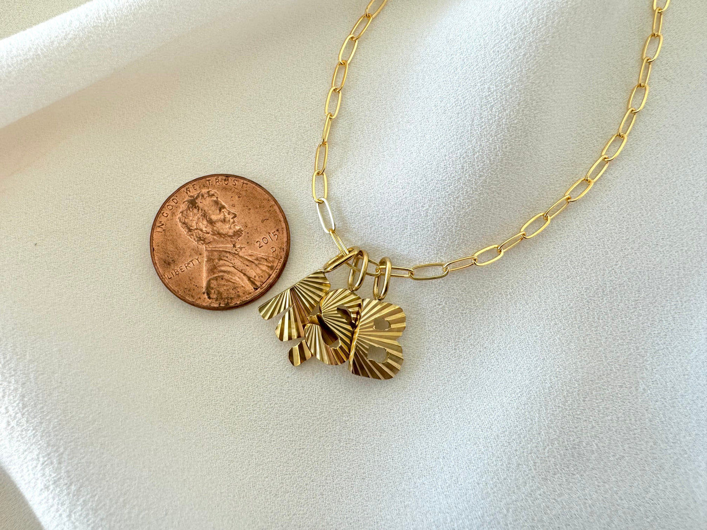 Gold Filled Shiny Reflective Etched Letter Charm Necklace - Initial Pendants - Custom Birthday Gift Jewelry