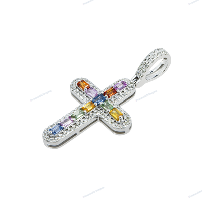 Custom Cross Hip Hop Moissanite Silver Diamond Pendant