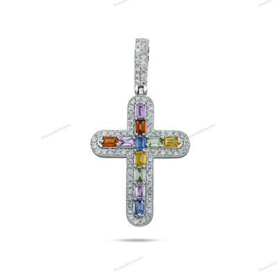 Custom Cross Hip Hop Moissanite Silver Diamond Pendant