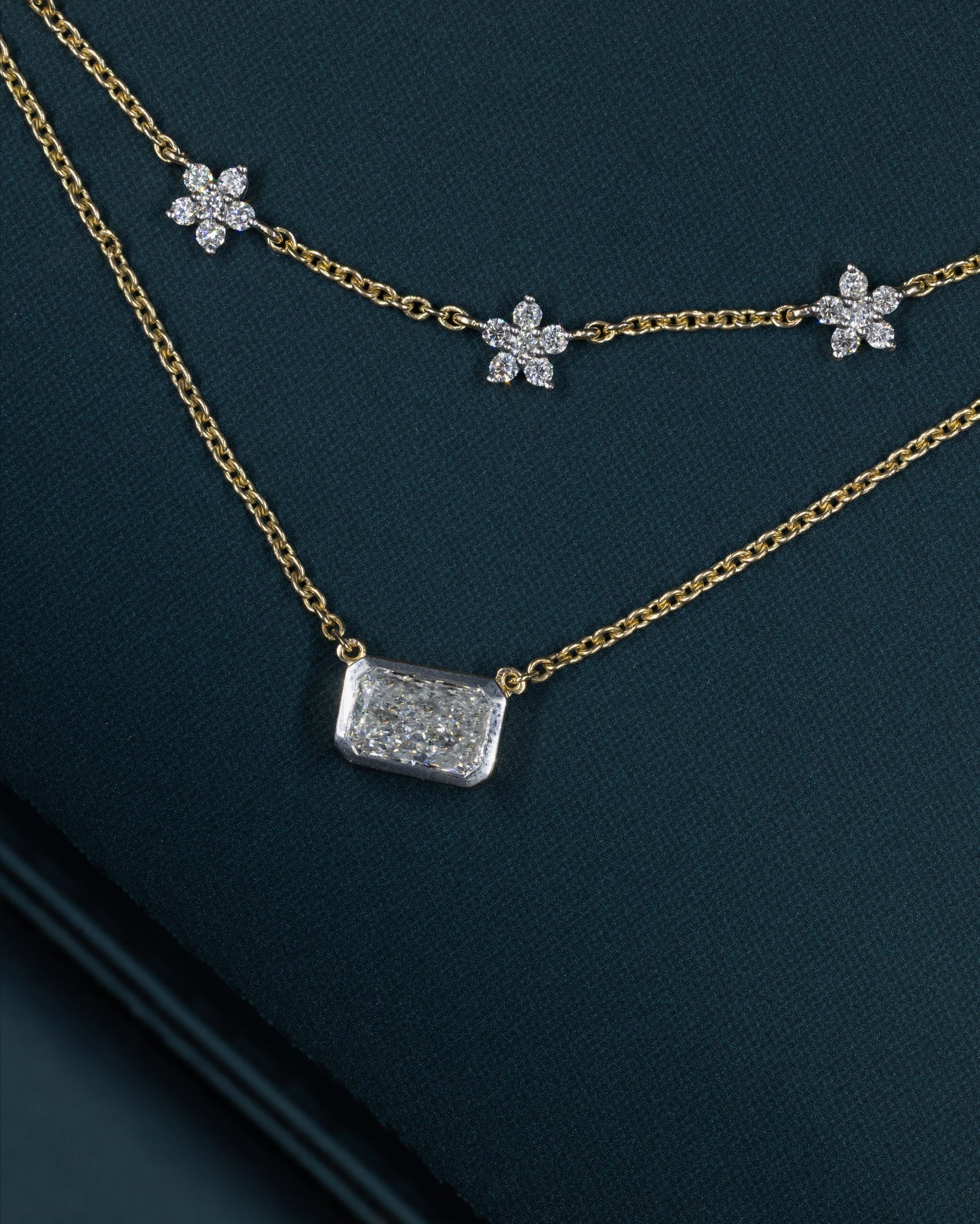 2.67 CTW Pear & Emerald Cut CVD Lab-Grown Diamond Layered Necklace