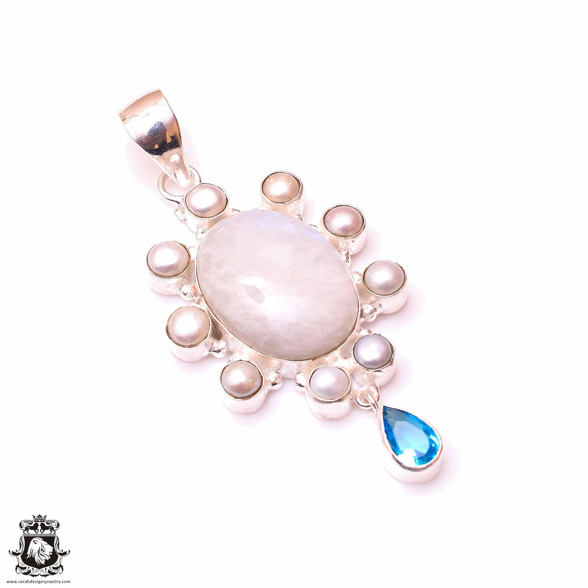 Rainbow Moonstone Pendant & 3MM Italian Chain P10016