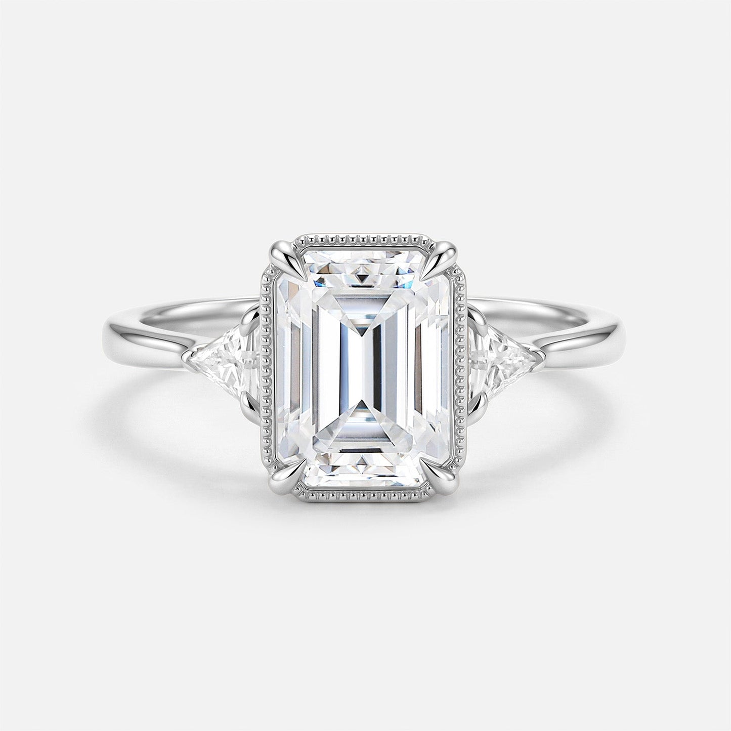 Luminous Reverie - Emerald Cut Moissanite Minimalist Engagement Ring - Belladonna