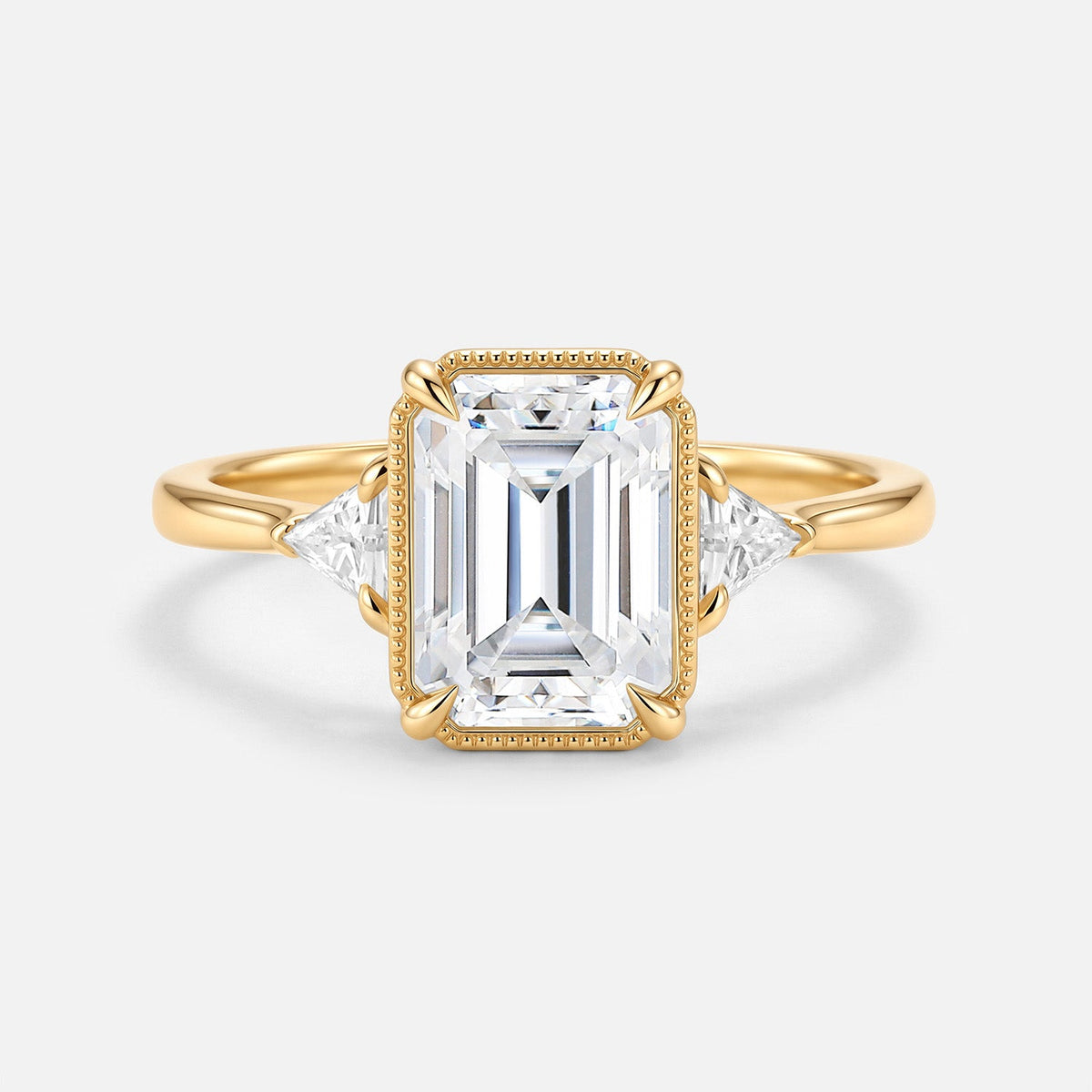 Luminous Reverie - Emerald Cut Moissanite Minimalist Engagement Ring - Belladonna