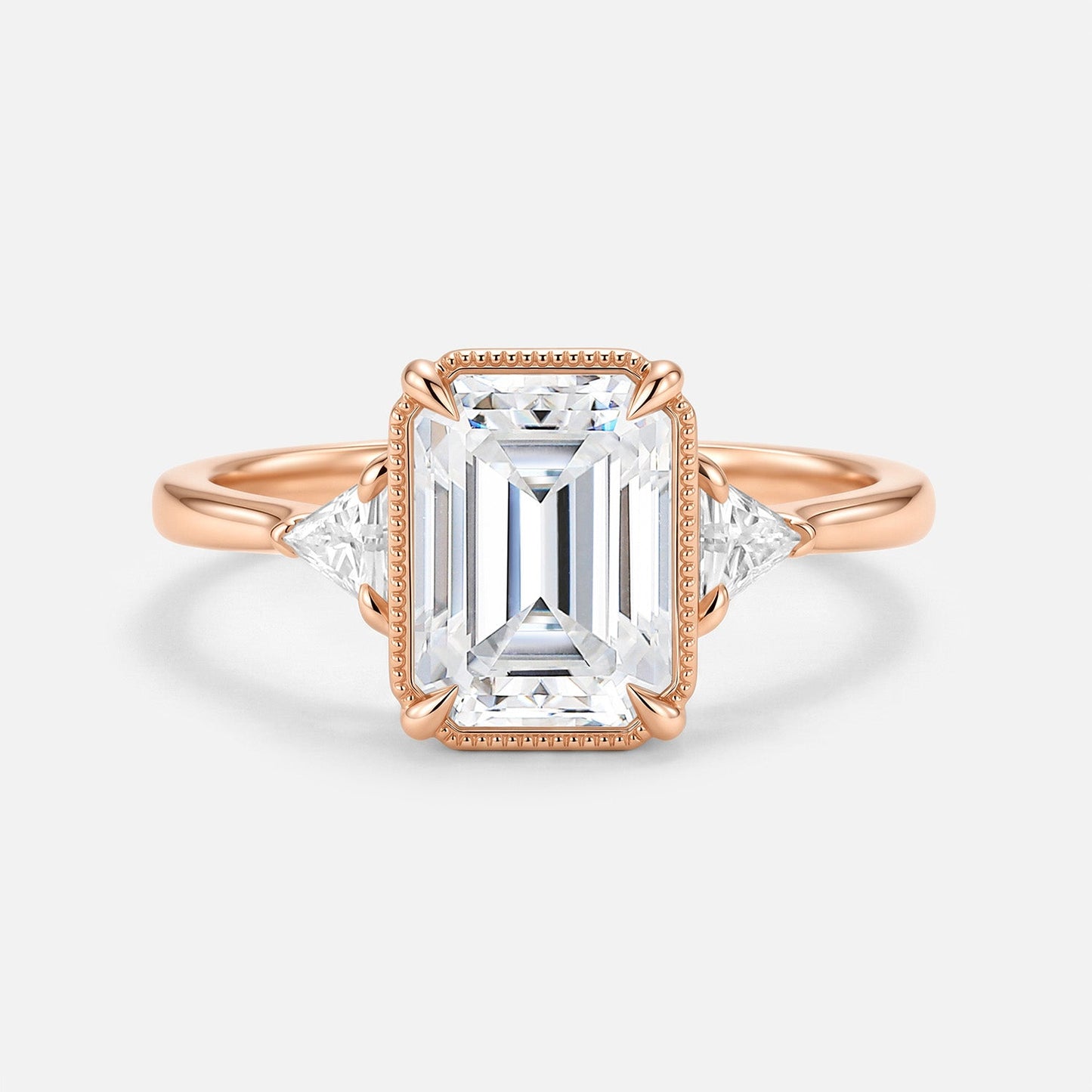 Luminous Reverie - Emerald Cut Moissanite Minimalist Engagement Ring - Belladonna