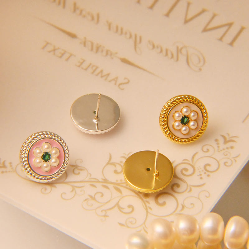 Fortune Jewel Enamel Flower Luck Earrings