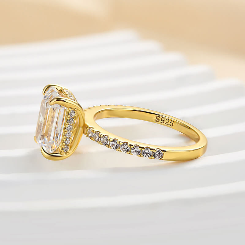 Emerald Cut Engagement Ring In 925 Sterling Silver