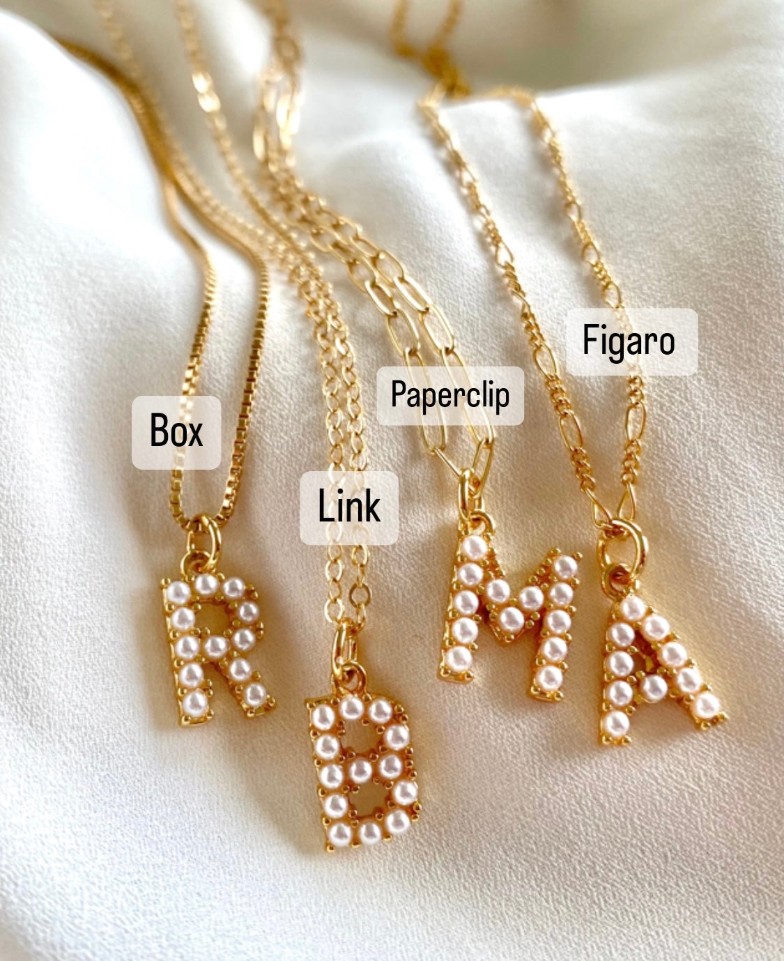 Dainty Pearl Letter Necklace Girlfriend Gift Customizable Jewelry Christmas Gifts Pearl Initial Charm Necklace Gold Filled Chains for Women