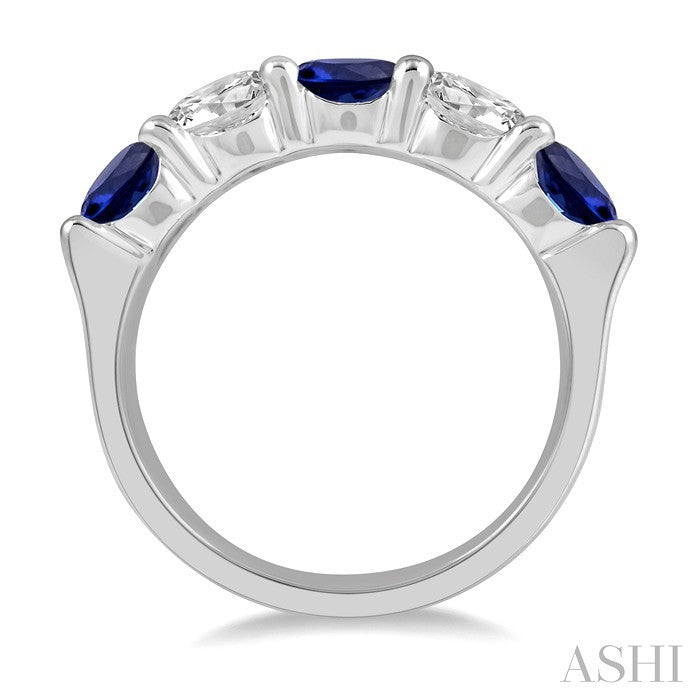 5 Stone Gemstone & Diamond Fashion Band