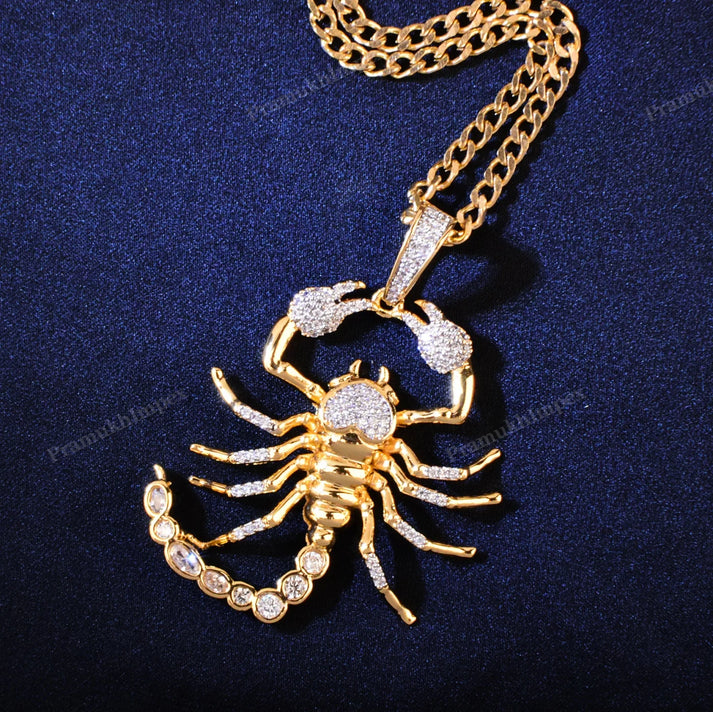 S925 Silver Moissanite Animal Scorpion Gold Plated Pendant