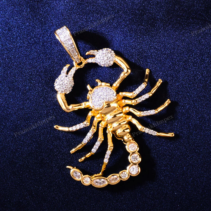S925 Silver Moissanite Animal Scorpion Gold Plated Pendant